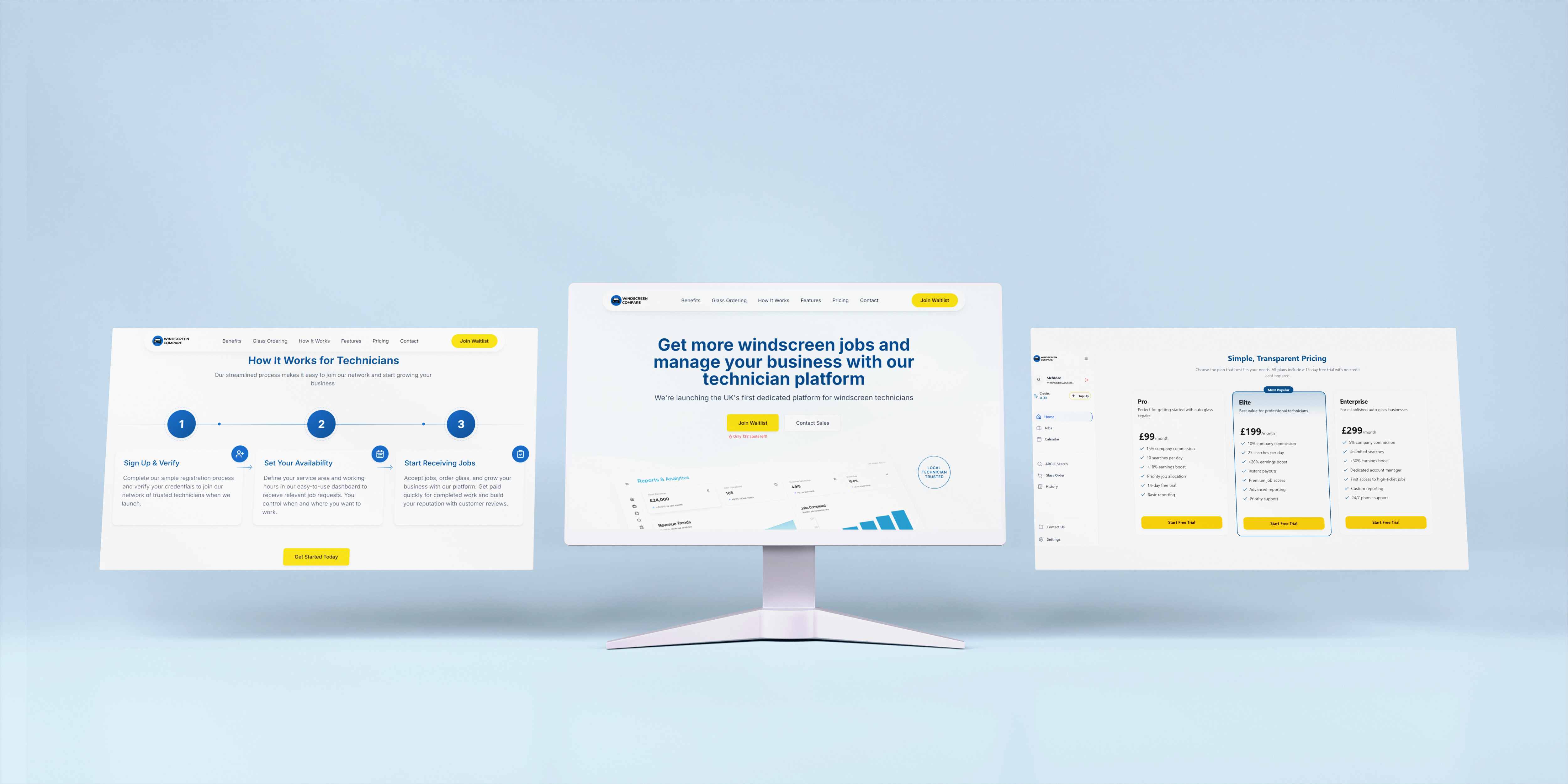 Windscreen Compare — technician B2B platform