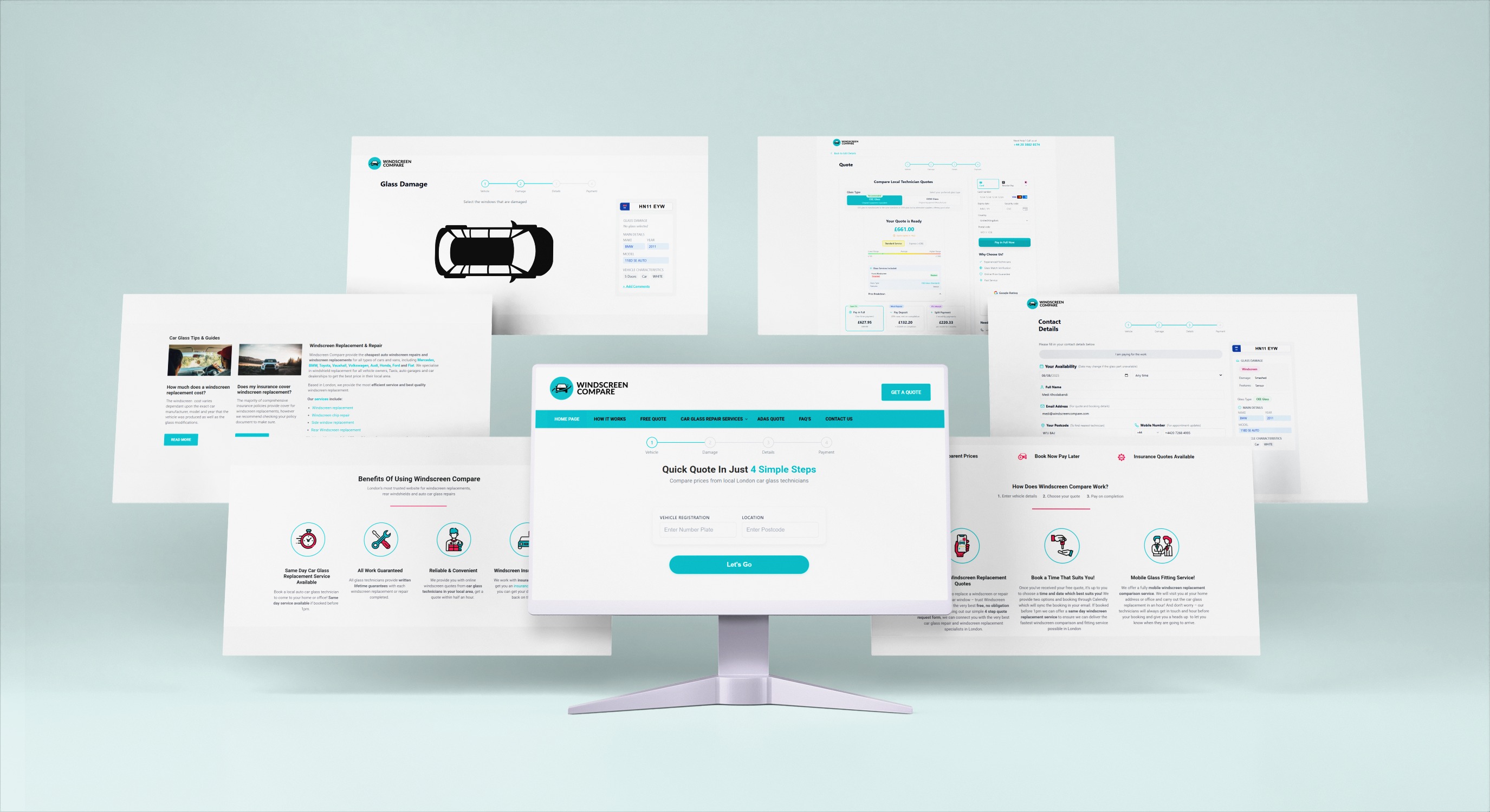 Windscreen Compare — customer quote and booking platform across devices